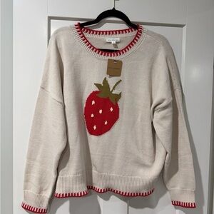 Blu Pepper Cream and Red Strawberry Sweater